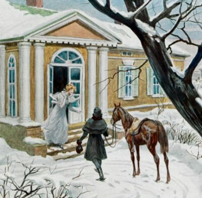 Владимир Ленский с Ольгой Лариной перед дуэлью